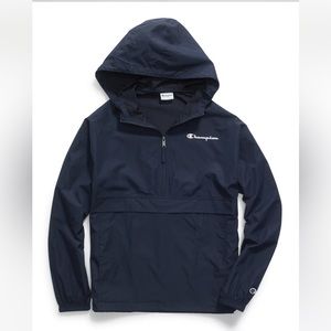 Champion Windbreaker Raincoat Rain Jacket Navy Blue Half Zip